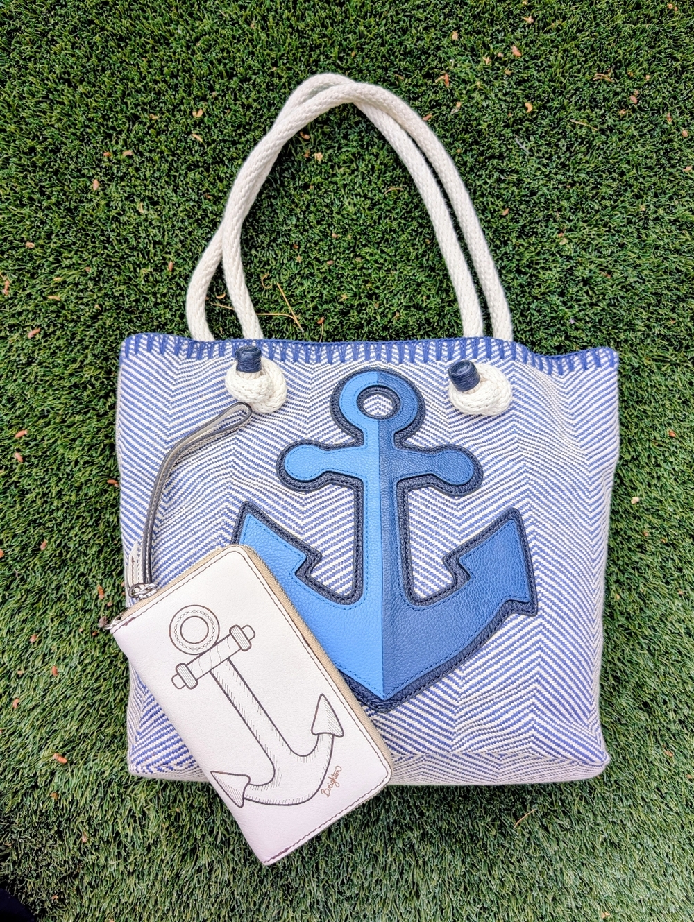 Brighton 2Pc Bag & Wallet Nautical Cruiser Anchor Rope Tote Bag Purse